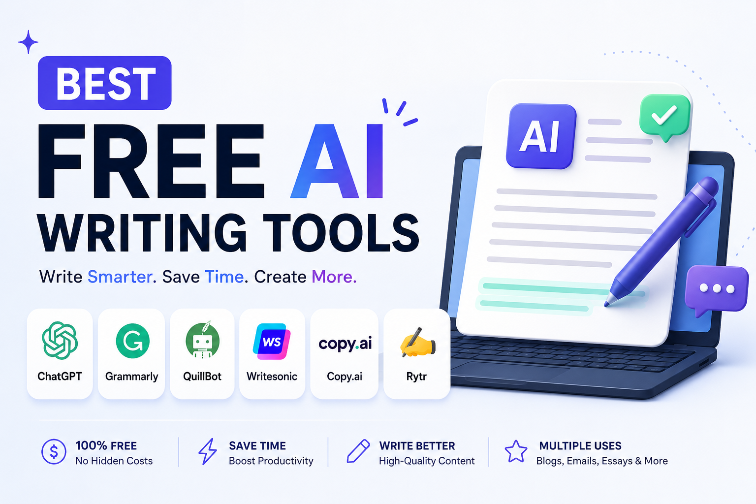 8+ Best Free AI Writing Tools 2026 (Tested & Ranked)